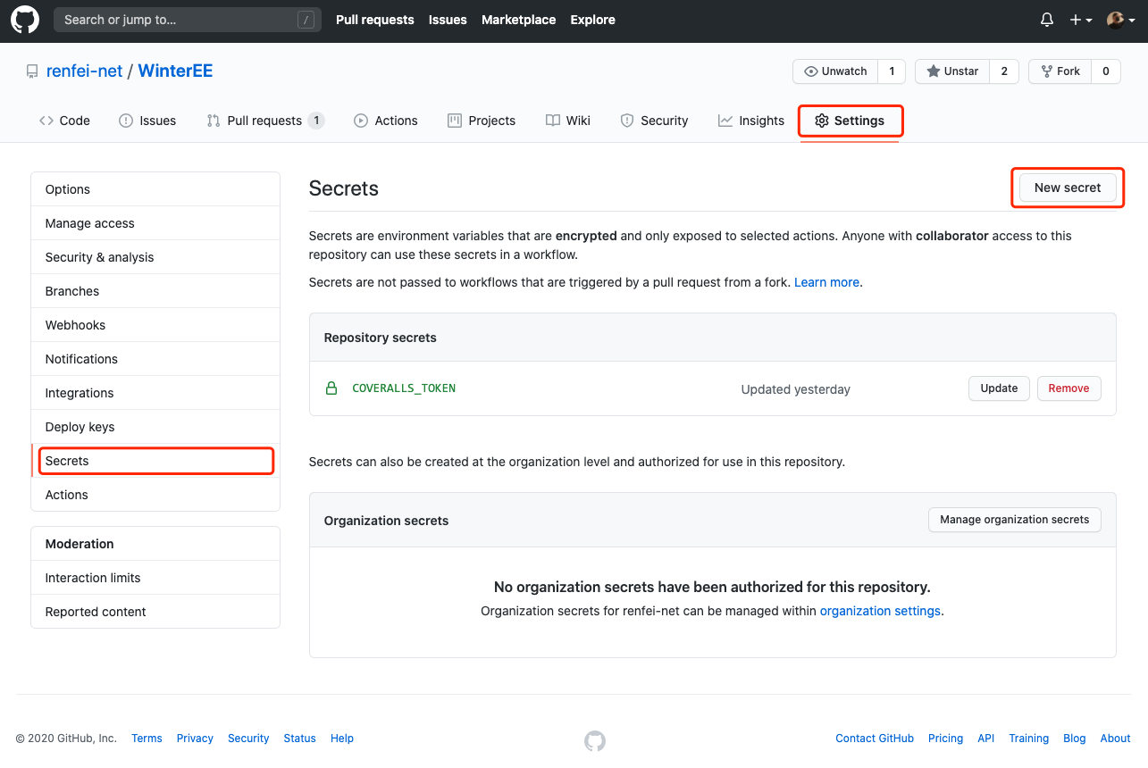 GitHub Actions 密码设置