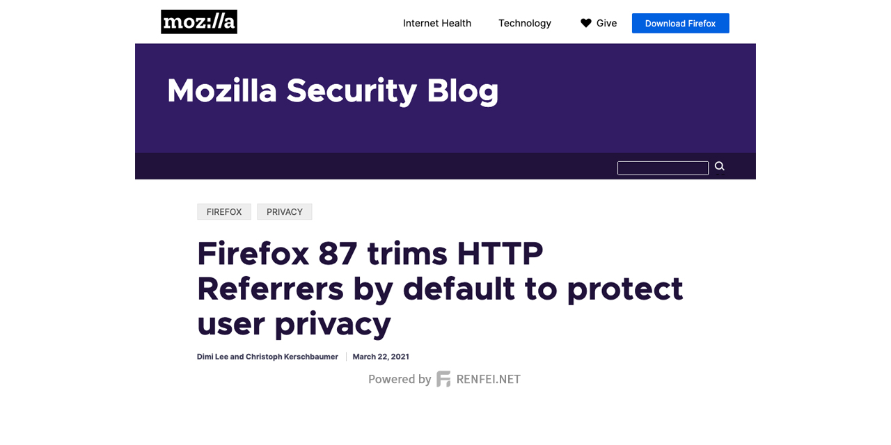 Firefox 87 将默认移除 HTTP Referrer 反向链接 以保护用户隐私