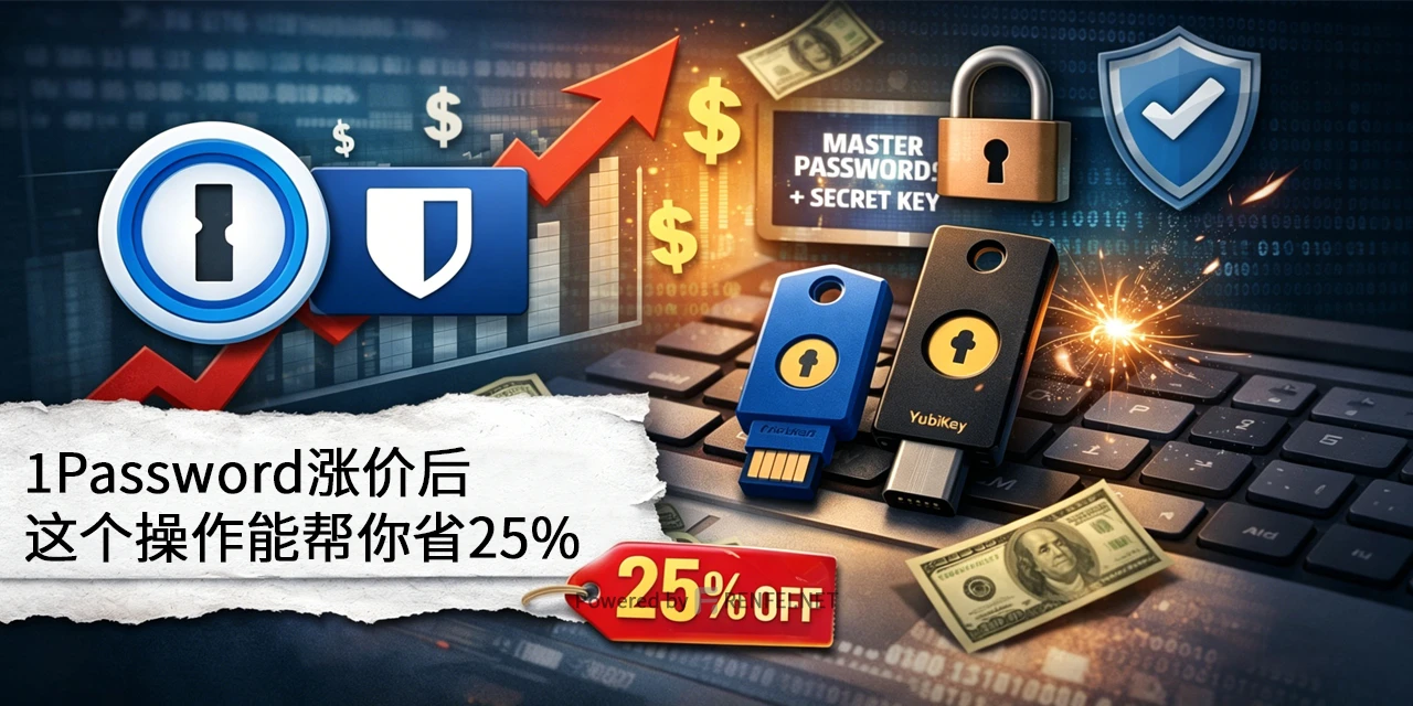 1Password涨价后，别急着退订1Password，这个操作能帮你省25%